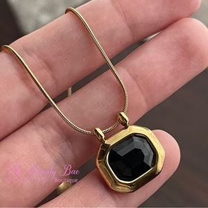 Black Crystal Pendant Necklace